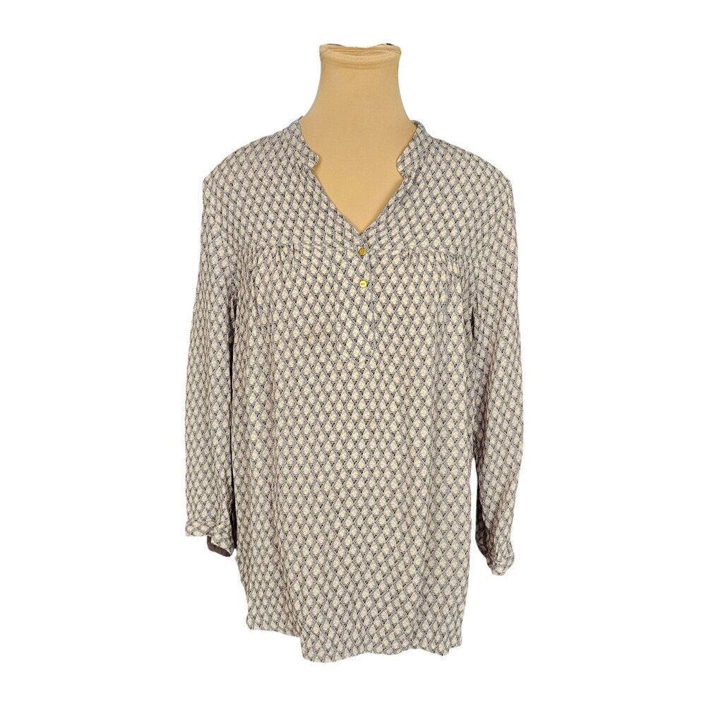 Noa Noa Light Grey Cream Long Sleeve Button Detail Blouse Sz 40 US 8 - 10